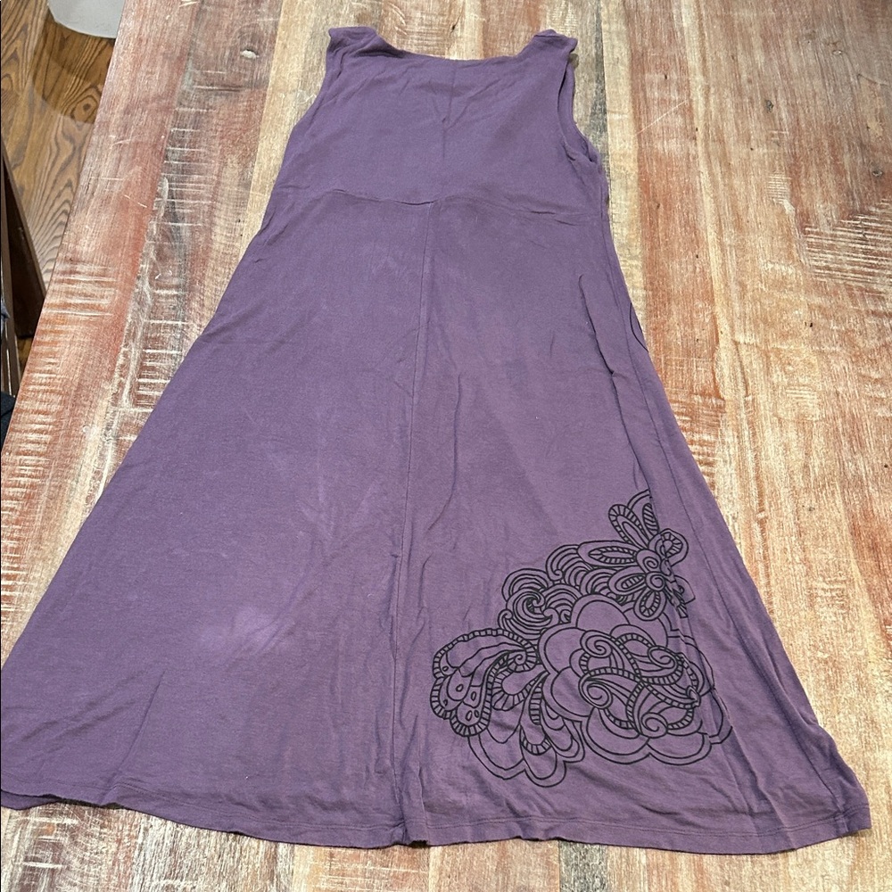 Aventura Plum Jersey Sundress With Knotted V-Neck And Floral Patterns View 5
